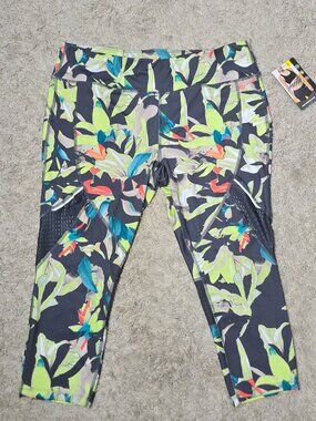 🧘‍♀️🏃‍♀️ New Avia Tropical Floral Capri Activewear Mesh Workout Leggings 🌺✨
